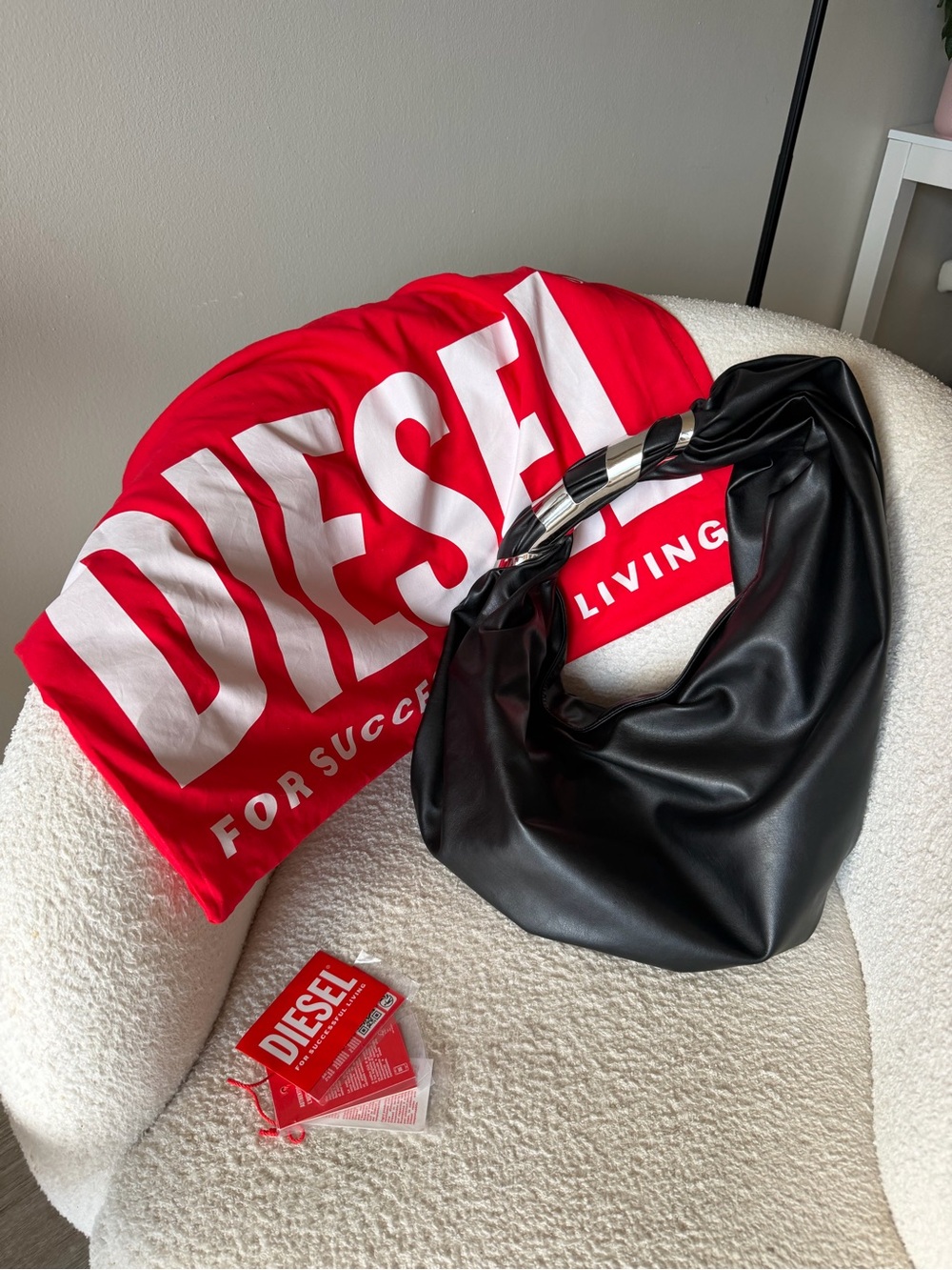 Diesel Black Twisted Handle Shoulder Bag